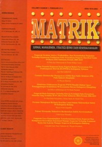 Matrix : Jurnal Manajemen, Strategi Bisnis dan Kewirausahaan Vol.6 No.1 Februari 2012